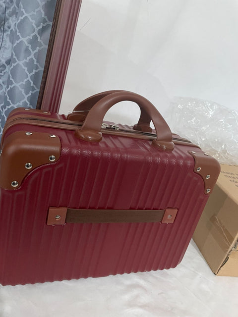 $400 Puiche Tresor Carry-on Vanity Trunk Luggage Set 2 Piece Suitcase Burgundy
