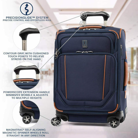 $680 Travelpro Crew Versapack Softside Expandable Spinner Wheel Luggage Blue 21"