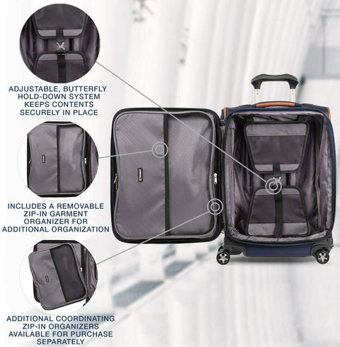 $680 Travelpro Crew Versapack Softside Expandable Spinner Wheel Luggage Blue 21"
