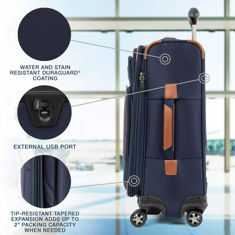 $680 Travelpro Crew Versapack Softside Expandable Spinner Wheel Luggage Blue 21"