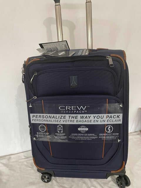 $680 Travelpro Crew Versapack Softside Expandable Spinner Wheel Luggage Blue 21"