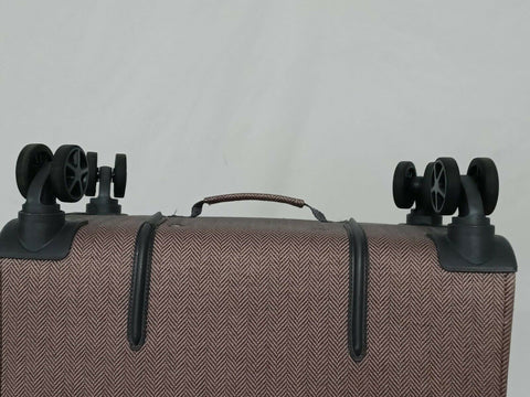 LONDON FOG Newcastle Soft Expandable Spinner Luggage Pink Check 25"