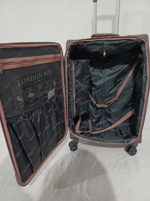 LONDON FOG Newcastle Soft Expandable Spinner Luggage Pink Check 25"