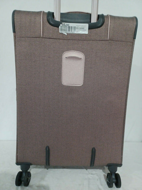 LONDON FOG Newcastle Soft Expandable Spinner Luggage Pink Check 25"