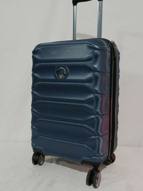 $375 Delsey Meteor 21" Hard Spinner Suitcase Luggage Expandable Blue Carry On
