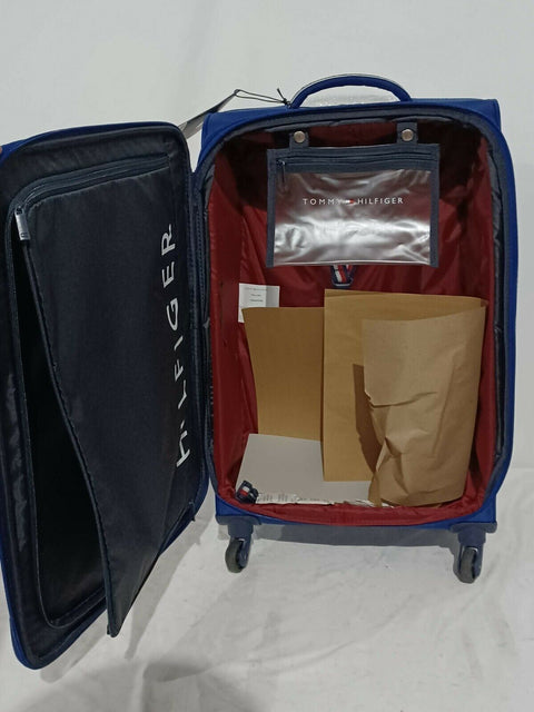$450 New Tommy Hilfiger Winston Softside Expandable Spinner Luggage Blue 24"
