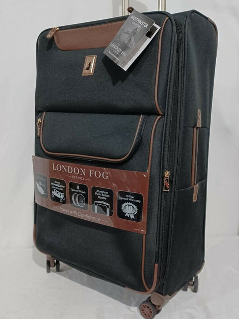 New LONDON FOG Westminster Ultra-Light Spinner Expandable Luggage Black 29"