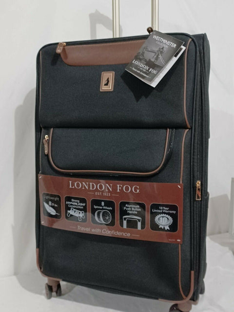 New LONDON FOG Westminster Ultra-Light Spinner Expandable Luggage Black 29"