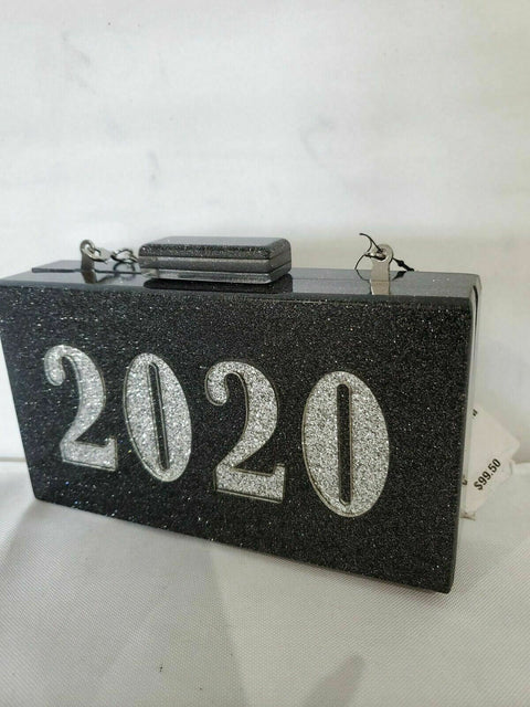 $99 New INC International Concepts Women's Glitter Clutch Black 2020 Purse