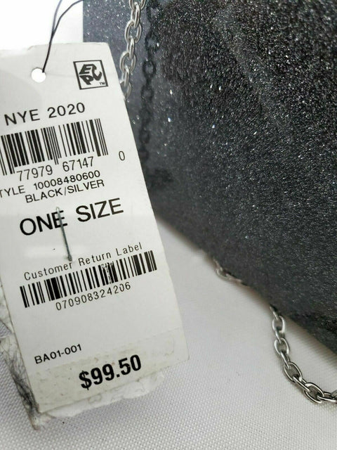 $99 New INC International Concepts Women's Glitter Clutch Black 2020 Purse