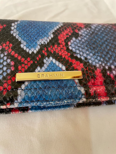 $295 Brahmin Women Leather Snake Print Embossed Heat Rosen Ady Organizer Wallet