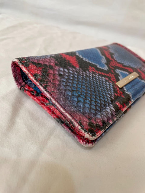 $295 Brahmin Women Leather Snake Print Embossed Heat Rosen Ady Organizer Wallet