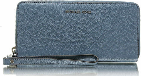 New Michael Michael Kors Women's Mercer Leather Travel Continental Wallet, Blue