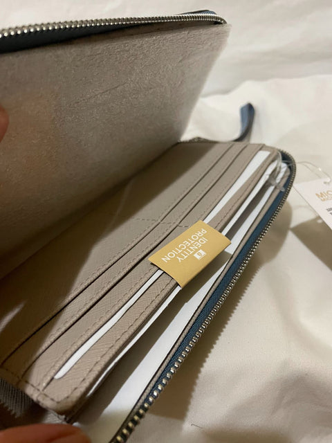 New Michael Michael Kors Women's Mercer Leather Travel Continental Wallet, Blue