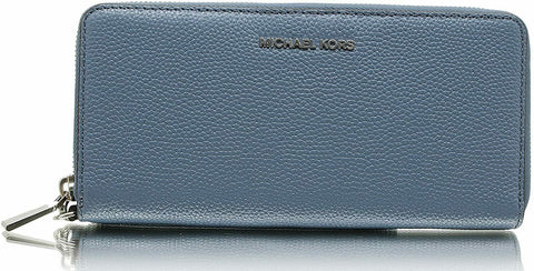 New Michael Michael Kors Women's Mercer Leather Travel Continental Wallet, Blue