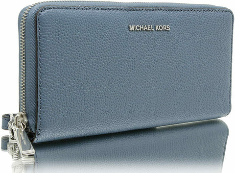 New Michael Michael Kors Women's Mercer Leather Travel Continental Wallet, Blue