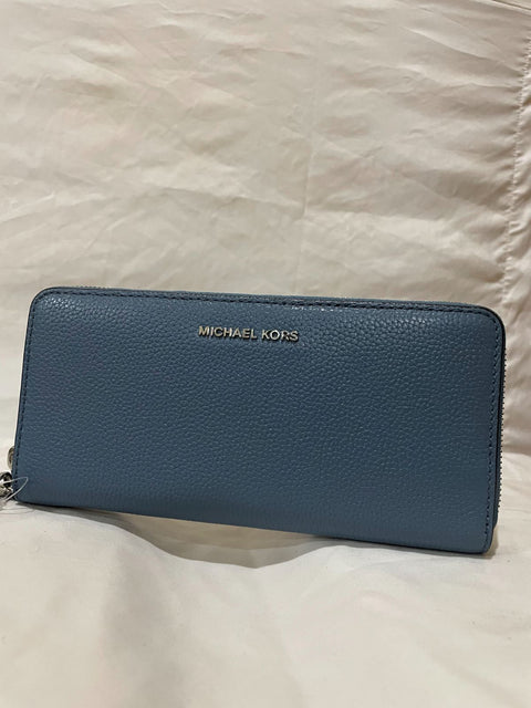 New Michael Michael Kors Women's Mercer Leather Travel Continental Wallet, Blue