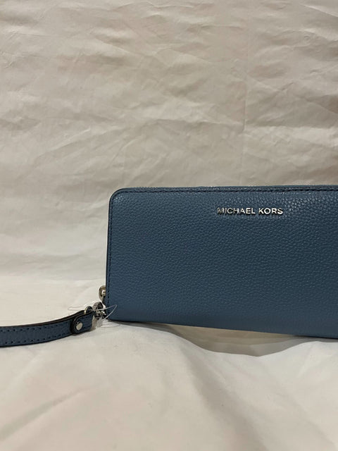 New Michael Michael Kors Women's Mercer Leather Travel Continental Wallet, Blue