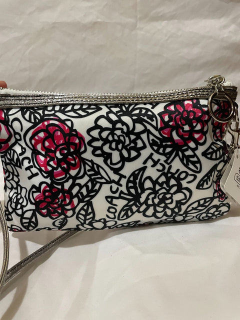 New COACH Women's Poppy Graffiti Swingpack in Silver Black Multi Shoulder Bag