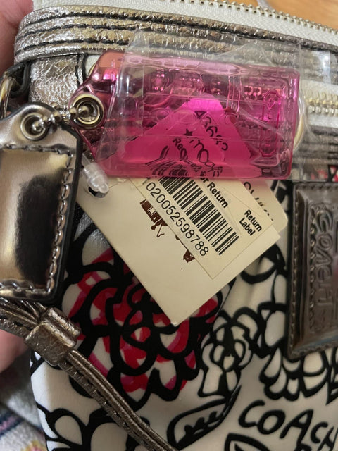 New COACH Women's Poppy Graffiti Swingpack in Silver Black Multi Shoulder Bag