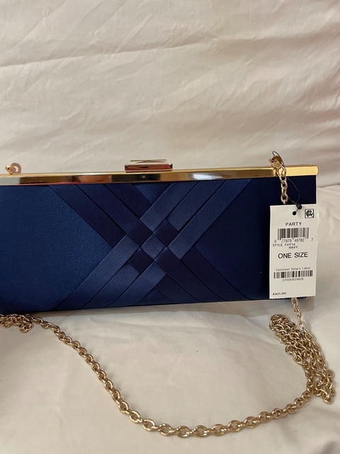 New INC International Concepts Women's Kelsie Satin Shoulder Chain Clutch Blue