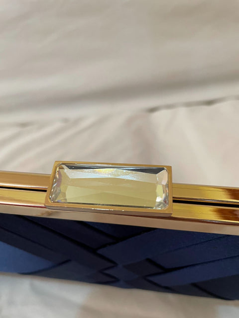 New INC International Concepts Women's Kelsie Satin Shoulder Chain Clutch Blue