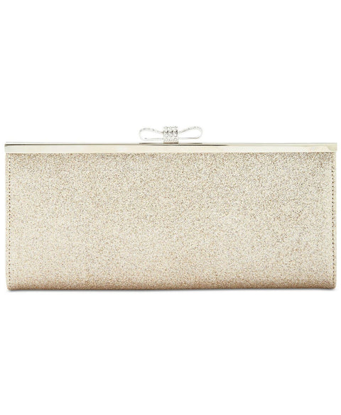 INC International Concepts Women's Carolyn Glitter Clutch Gold Party Bag