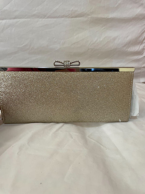 INC International Concepts Women's Carolyn Glitter Clutch Gold Party Bag