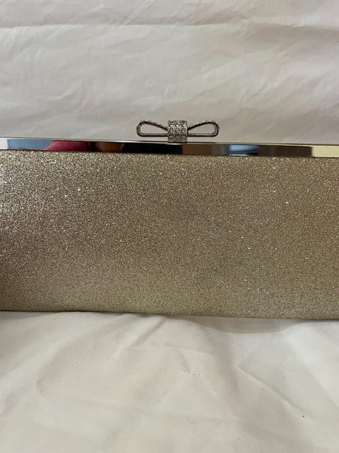 INC International Concepts Women's Carolyn Glitter Clutch Gold Party Bag