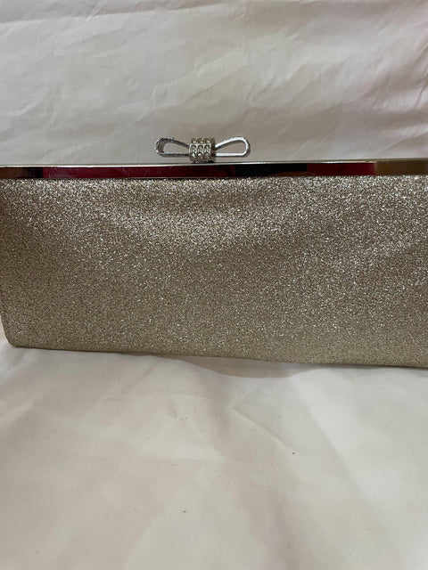 INC International Concepts Women's Carolyn Glitter Clutch Gold Party Bag