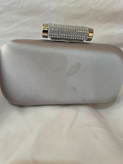 Nina Women's Minaudiere with Crystal Silver-Tone Clutch Silver