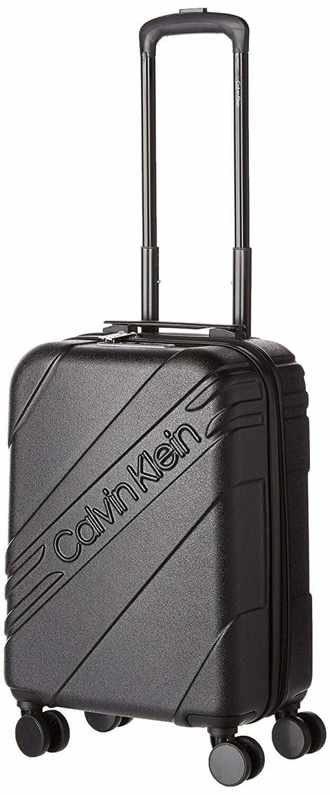 $350 New Calvin Klein Cheer 20" Hard-Case Luggage Black Spinner Carry On TSA