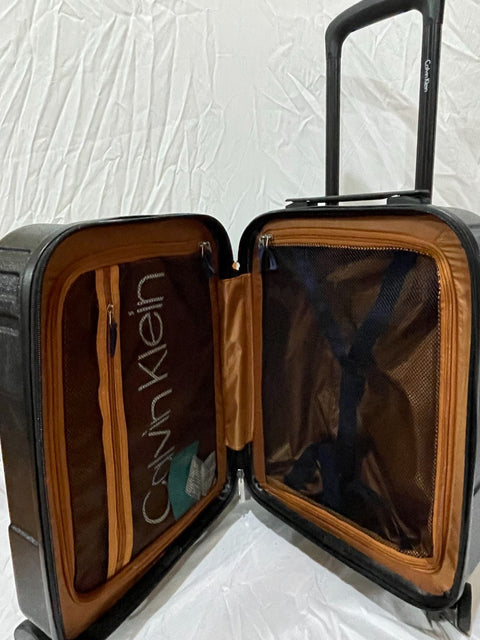 $350 New Calvin Klein Cheer 20" Hard-Case Luggage Black Spinner Carry On TSA