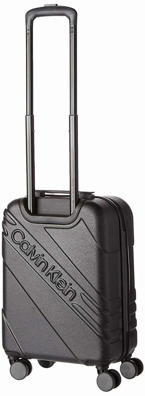 $350 New Calvin Klein Cheer 20" Hard-Case Luggage Black Spinner Carry On TSA