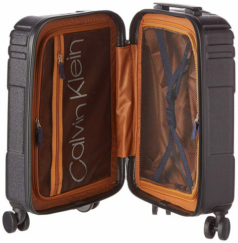 $350 New Calvin Klein Cheer 20" Hard-Case Luggage Black Spinner Carry On TSA