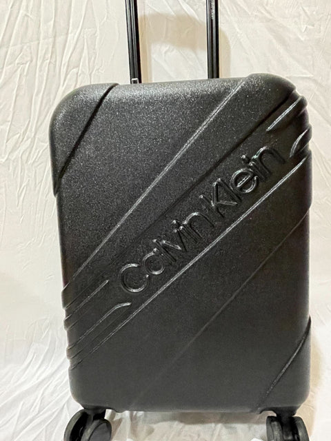 $350 New Calvin Klein Cheer 20" Hard-Case Luggage Black Spinner Carry On TSA