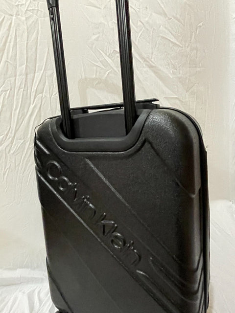 $350 New Calvin Klein Cheer 20" Hard-Case Luggage Black Spinner Carry On TSA