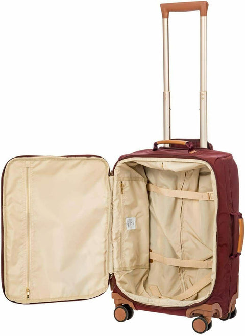 New Brics 21” Spinner w/Frame Suitcase Bordeaux Lightweight Softcase Red Luggage
