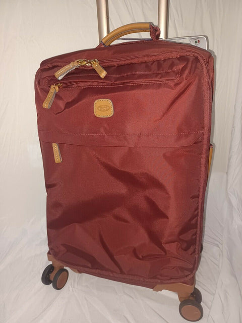 New Brics 21” Spinner w/Frame Suitcase Bordeaux Lightweight Softcase Red Luggage