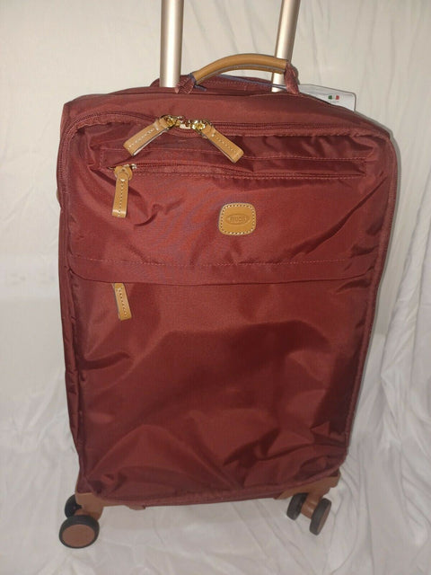 New Brics 21” Spinner w/Frame Suitcase Bordeaux Lightweight Softcase Red Luggage