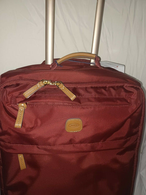 New Brics 21” Spinner w/Frame Suitcase Bordeaux Lightweight Softcase Red Luggage