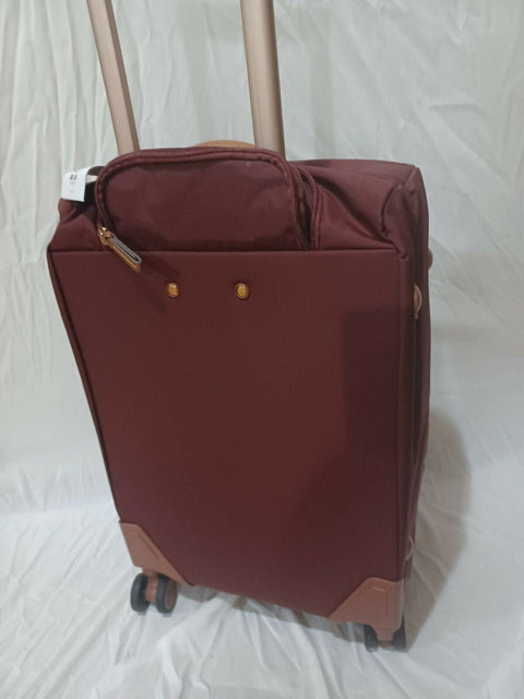 New Brics 21” Spinner w/Frame Suitcase Bordeaux Lightweight Softcase Red Luggage