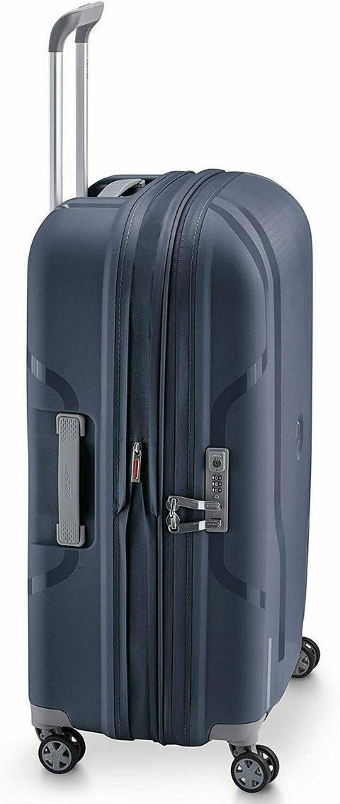 $560 New DELSEY Paris Clavel Hard Expandable Luggage Spinner Wheels Blue 25"