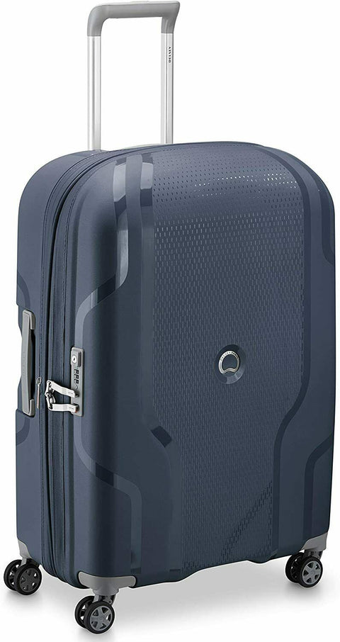 $560 New DELSEY Paris Clavel Hard Expandable Luggage Spinner Wheels Blue 25"