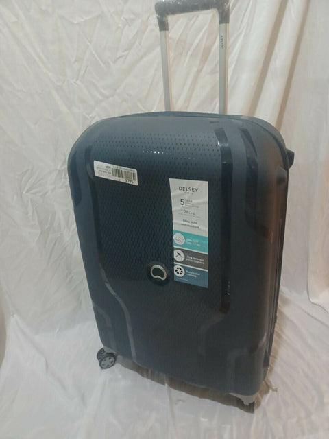 $560 New DELSEY Paris Clavel Hard Expandable Luggage Spinner Wheels Blue 25"