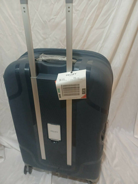 $560 New DELSEY Paris Clavel Hard Expandable Luggage Spinner Wheels Blue 25"