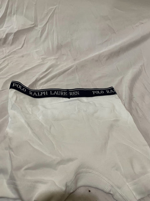 New Polo Ralph Lauren Boys Boxer Brief White Underwear Signature Waist M 10-12