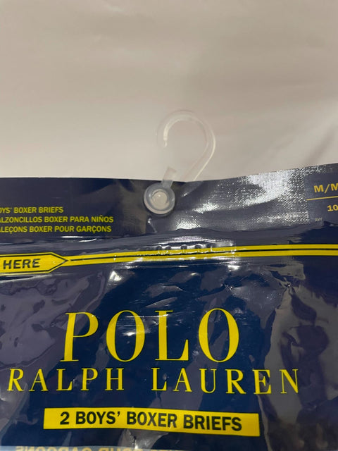 New Polo Ralph Lauren Boys Boxer Brief White Underwear Signature Waist M 10-12