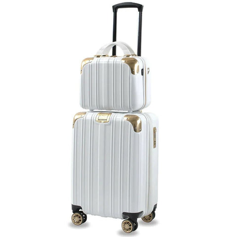 American Green Travel Melrose Anti Theft White Gold 2 PC Carry On Luggage Set