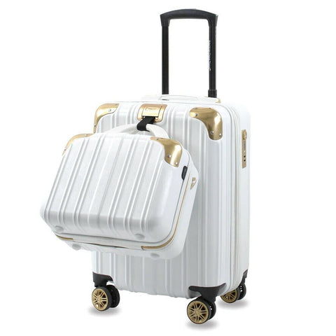 American Green Travel Melrose Anti Theft White Gold 2 PC Carry On Luggage Set
